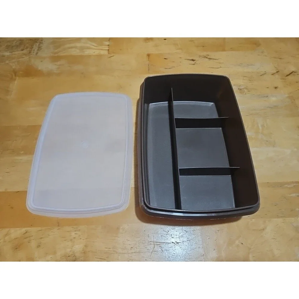 Tupperware Tuppercraft Stow N Go Brown Divided Container & Lid - No Insert 767